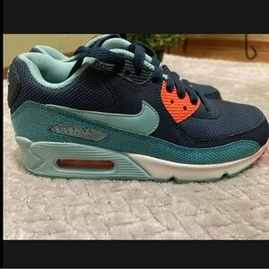 Nike Air Max Sneakers - Navy and Aqua with Orange Accents